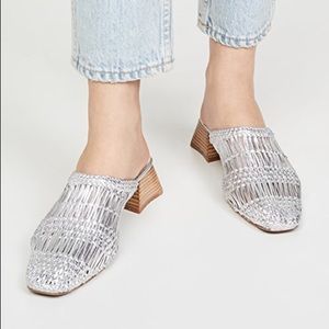 Miista Araxie Mules, Silver, Size 39